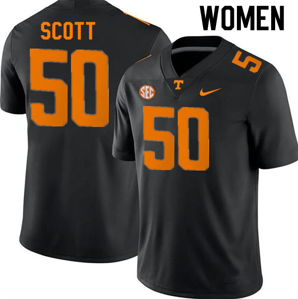 Women #50 Ryan Scott Tennessee Volunteers College Football Jerseys Stitched-Black